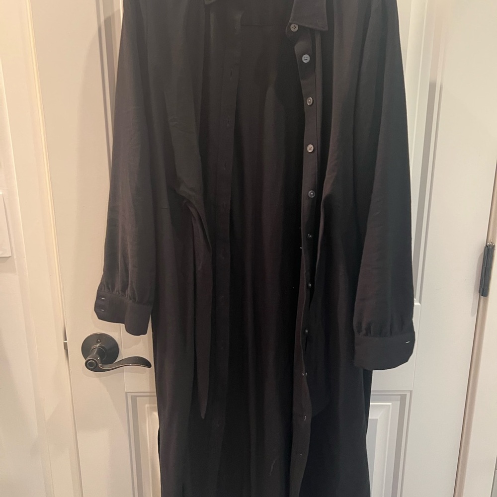 Black LOFT Long Button-Up Coat